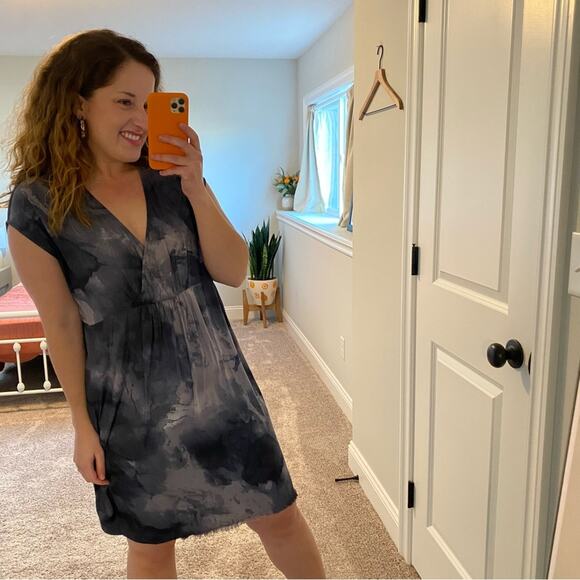 NWT Grade & Gather Blue Gray Splatter Mini Dress S/M - Picture 6 of 14